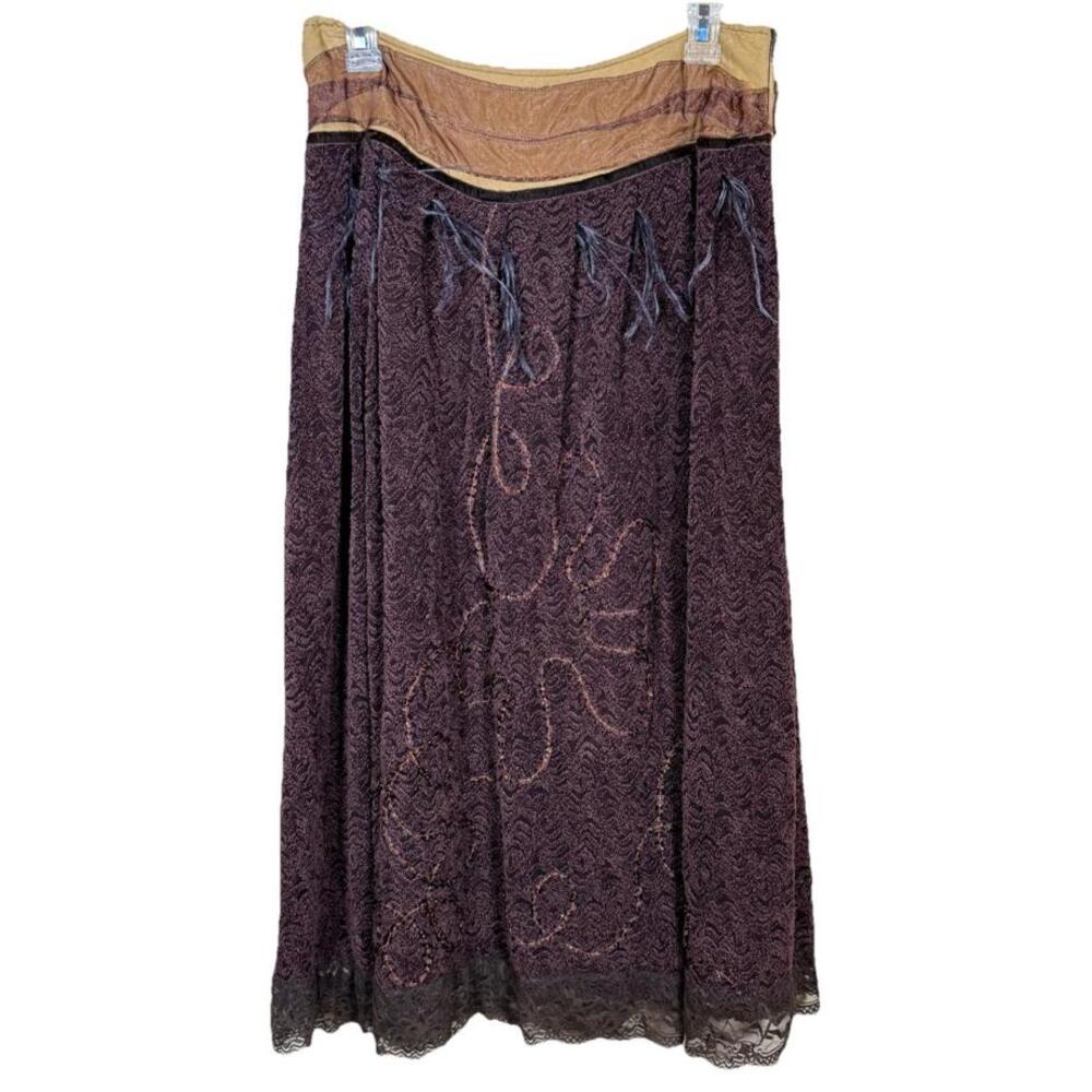 90s FORWEAR New York Brown Long Skirt Size 8 Boho Fairy Core Whimsy Unique  Goth